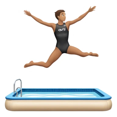 A diver mid-air after jumping off a diving pool,  Below him, a pool labeled "Confidence". A subtle 5-4-3-2-1 on the diving board shows they took the leap despite fear. sticker