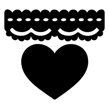 gothic heart with a black lace choker, solid filled icon style sticker