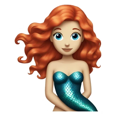 Mermaid with red hair with blue eyes sticker