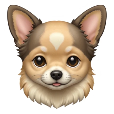 chihuahua head front view, long fur, colors black, gray, white and cream sticker