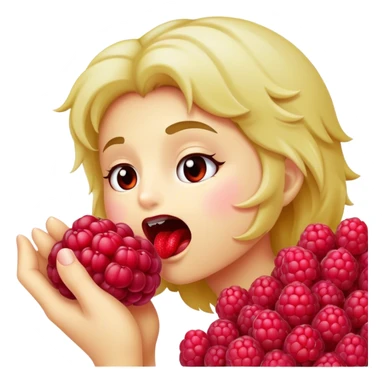 A raspberry easts a raspberry sticker