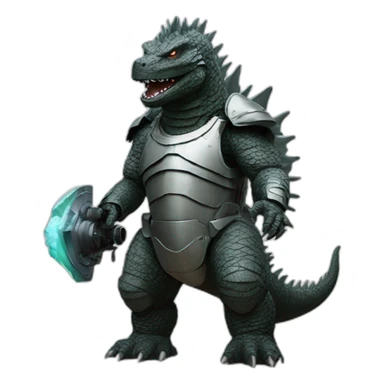 Godzilla with Armor and canon sticker