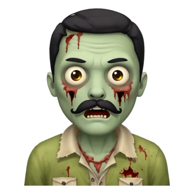 zombie with black mustache   sticker