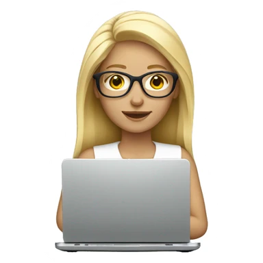 blond women with eyewear and laptop  sticker