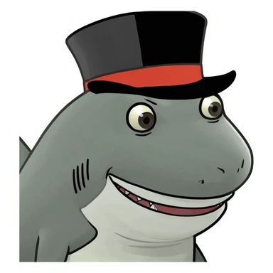 Shark with a top hat sticker