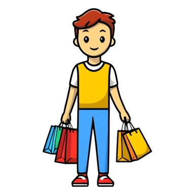 person with shopping bags sticker