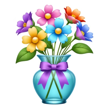flower in a vase with decorative ribbon sticker