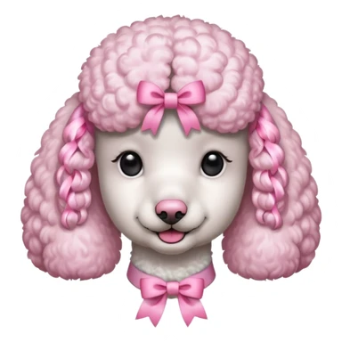 poodle blanco con listones rosados en las orejas  sticker