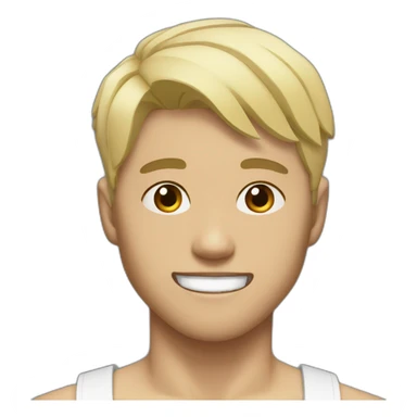 Korean with short bleached blond hair in his 20s muscular no smile sticker