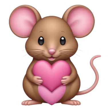 A burgundy mouse holds a pink heart in its paws sticker