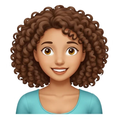 mixed-race girl with curly brown hair, joyful expression sticker