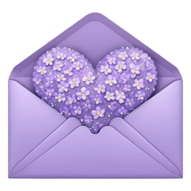 a closed pastel lavender flowers heart shiny sparkly glittery aesthetic romantic vintage envelope  sticker