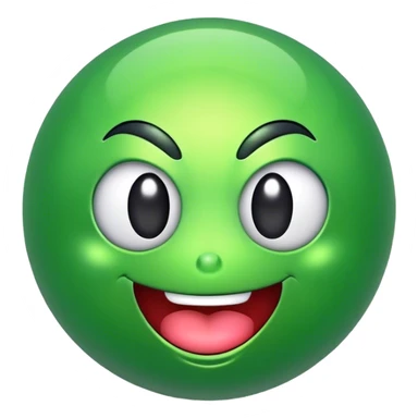 green shiny orb with silly face sticker