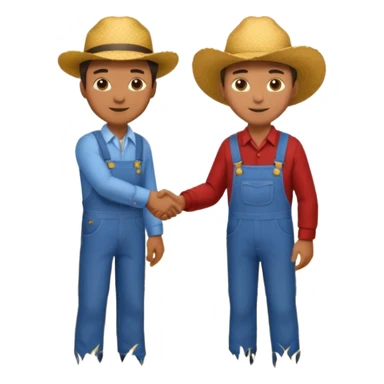 Man in a suit shaking hands with a farmer sticker