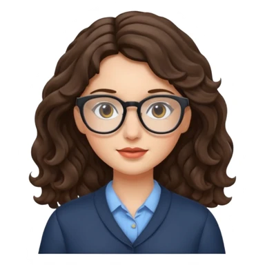 Brunette girl with wavy hair and glasses sticker
