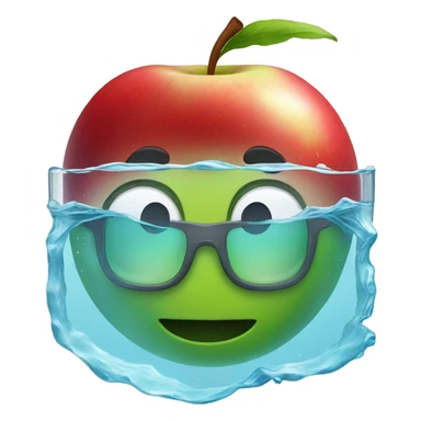 apple logo swimming and wearing glass  sticker