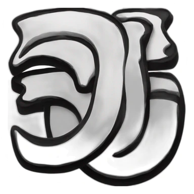 Stylized black and white ink letter O sticker