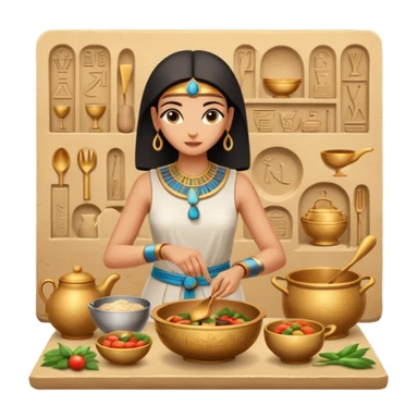 ancient Egyptian cooking scene in hieroglyphic style sticker