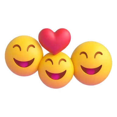3D smiley emoji, round shape, in love, two smileys side by side with a heart between them, no body sticker