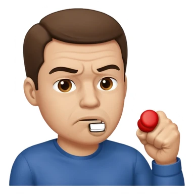 Man putting his fist in his mouth sticker