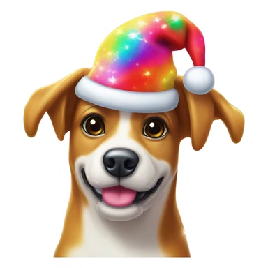 Lisa frank Christmas sparkle￼ dog with Santa hat sticker