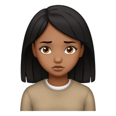 pretty brown girl with black hair who is sad sticker