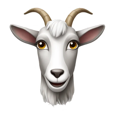 a grey and white goat with squinting eyes sticker