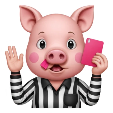 pig referee showing red card sticker