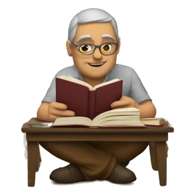 unconejo estudiando y sentado sobre varios libros sticker