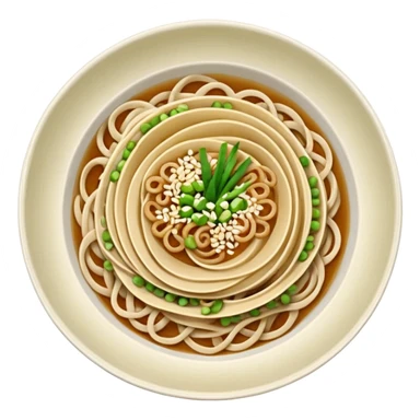buckwheat noodles in a bowl, top view sticker