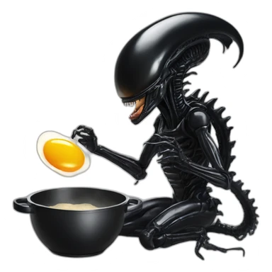 Xenomorf cooking an egg sticker