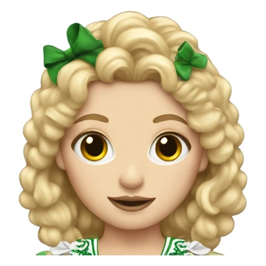 a blonde Irish Dancer with makeup sticker