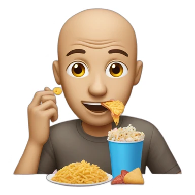 bald man eating junk food sticker