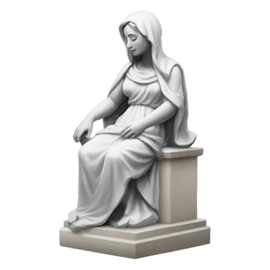a broken stone statue of a virgin sticker