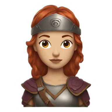 A girl with auburn hair in a warrior disguise sticker