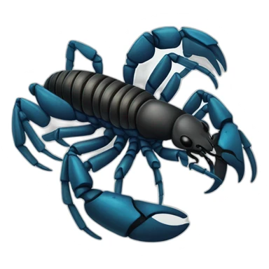 Scorpion black with blue stripes and tail risen sticker