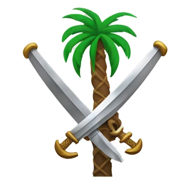 Two curved Arab swords intersecting with a palm tree on top sticker