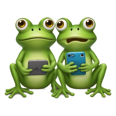two frog with a phone in his hands sticker