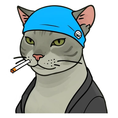 Cat wearing durag and smoking a cigarette  sticker