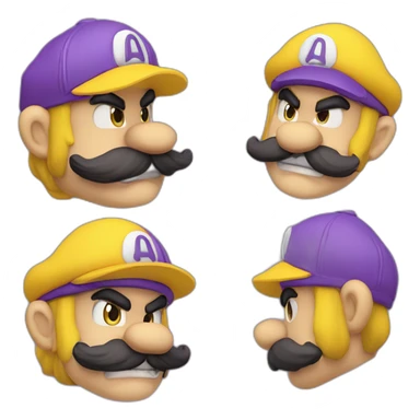 Wario with à yelow cap a violet overhall and à yellow shirt sticker