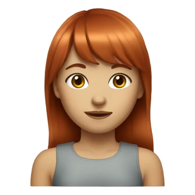 Red-haired girl with bangs and brown eyes sticker