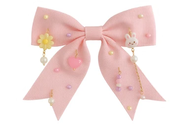kpop bow with tiny charms and beads, cute and trendy, remove background sticker