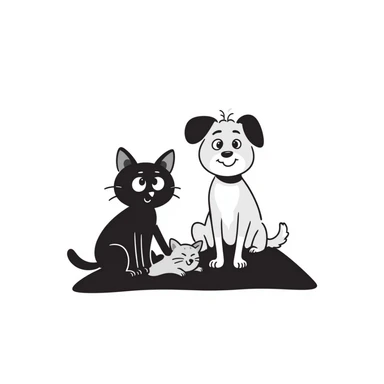 cat and dog together sticker