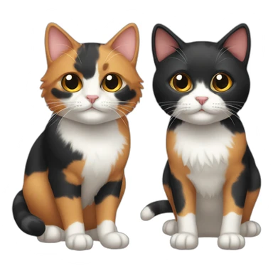 calico cat and black male cat sticker
