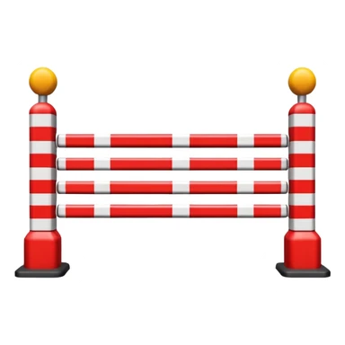 Flat emoji-style icon of a parking barrier gate (boom barrier).
Red and white striped horizontal arm, raised at a slight angle.
Simple geometric shapes, clean vector design.
No text, no background, transparent or plain background.
Bright colors, high contrast.
Centered object, minimal details. sticker