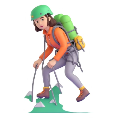 female mountain climber wearing light pink sticker