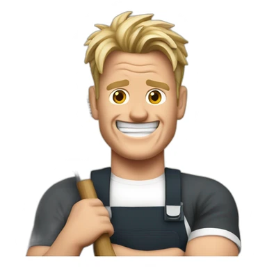 Gordon Ramsey holding a saws sticker