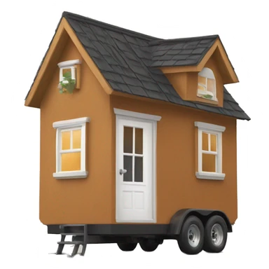 tiny house with a giant person sticker