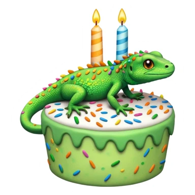Lizard in a birthday cake  sticker