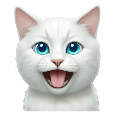 White cat with one blue eye and one green  sticker